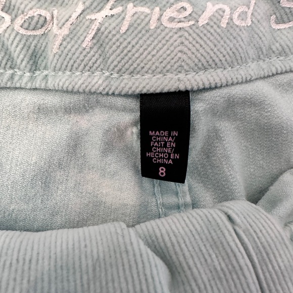 Victoria's Secret Boyfriend Short Corduroy Lace Up Blue Acid Wash Size 8 - Picture 9 of 13
